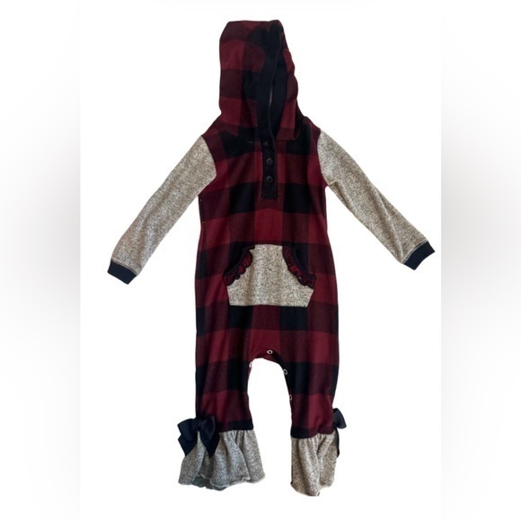 Ricrac & Ruffles Buffalo Plaid Romper - Picture 1 of 5